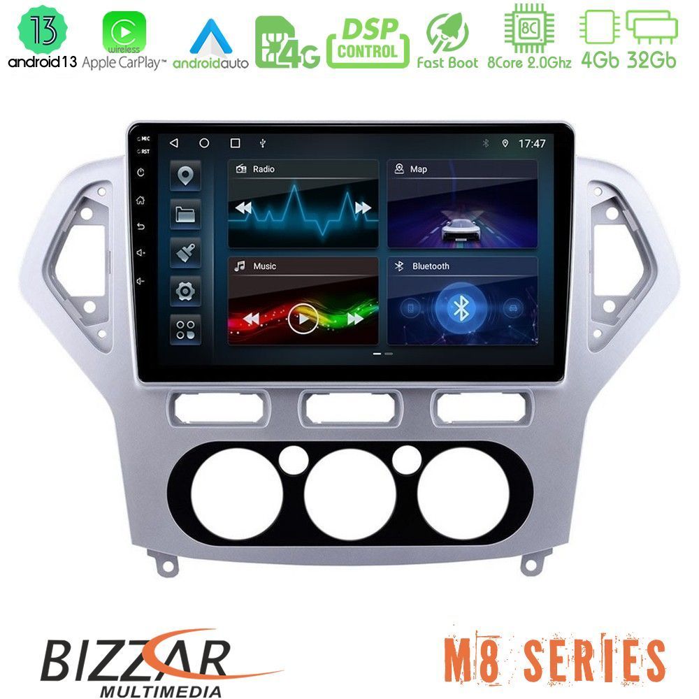 Bizzar M8 Series Ford Mondeo 2007-2010 Manual A/C 8core Android13 4+32GB Navigation Multimedia Tablet 10" - U-M8-FD0919