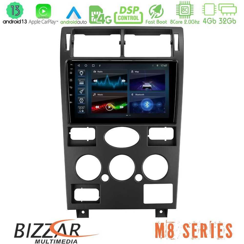 Bizzar M8 Series Ford Mondeo 2001-2004 8Core Android13 4+32GB Navigation Multimedia Tablet 9" - U-M8-FD1193
