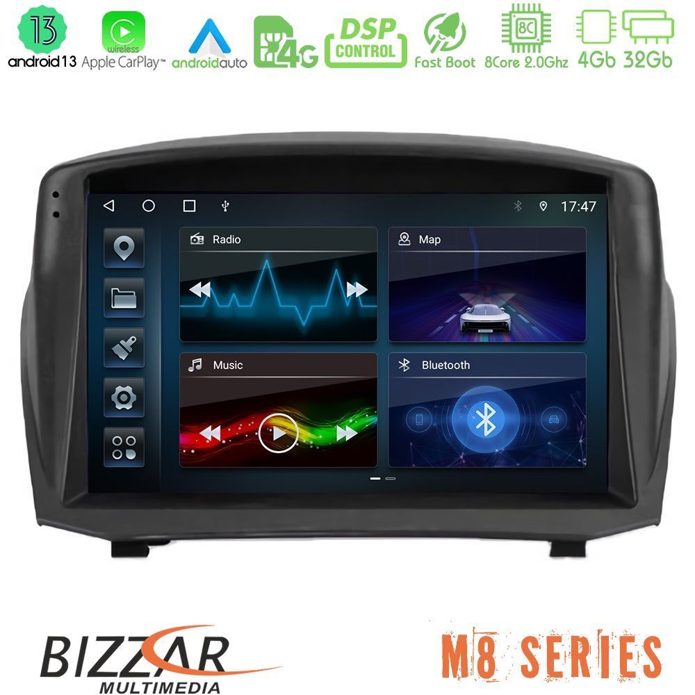 Bizzar M8 Series Ford Fiesta 2008-2016 8core Android13 4+32GB Navigation Multimedia Tablet 9" (Oem Style) - U-M8-FD1451