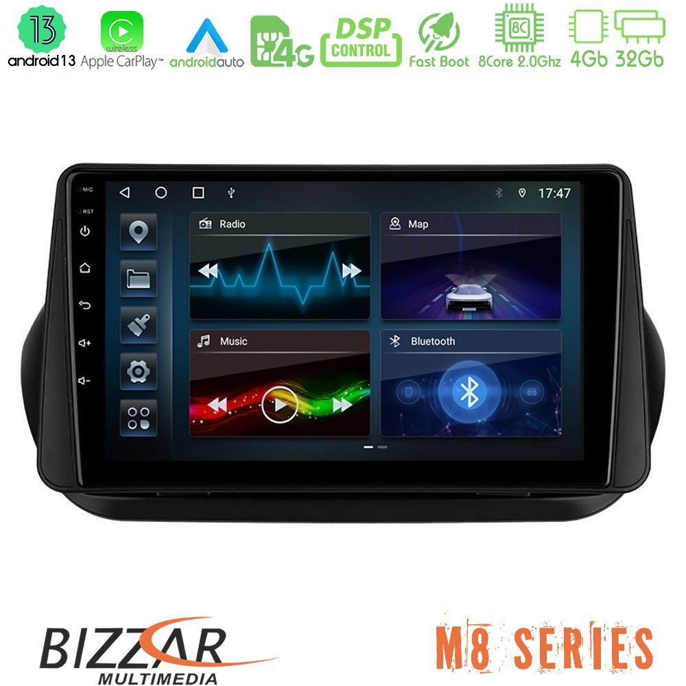 Bizzar M8 Series Fiat Fiorino/Citroen Nemo/Peugeot Bipper 8core Android13 4+32GB Navigation Multimedia Tablet 9" - U-M8-FT1025