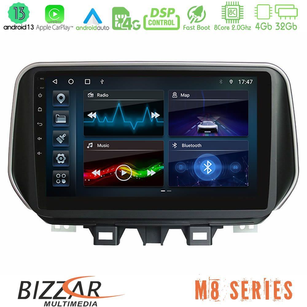 Bizzar M8 Series Hyundai Tucson 2019-> 8Core Android13 4+32GB Navigation Multimedia Tablet 9" - U-M8-HY0504