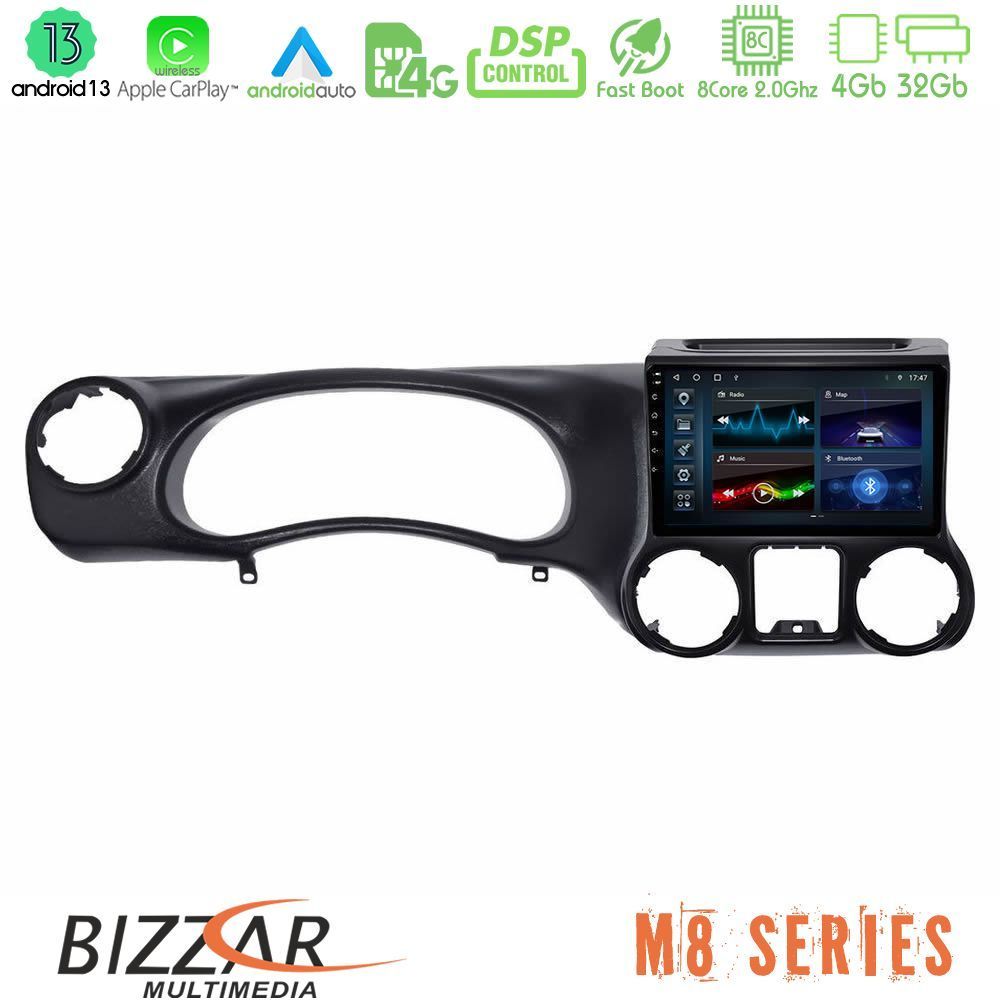 Bizzar M8 Series Jeep Wrangler 2011-2014 8Core Android13 4+32GB Navigation Multimedia Tablet 9" - U-M8-JP0787