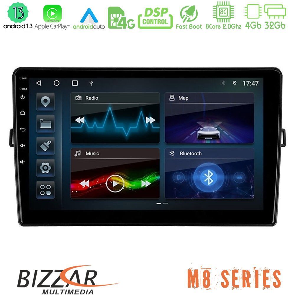 Bizzar M8 Series Toyota Auris 8core Android13 4+32GB Navigation Multimedia Tablet 10" - U-M8-TY472