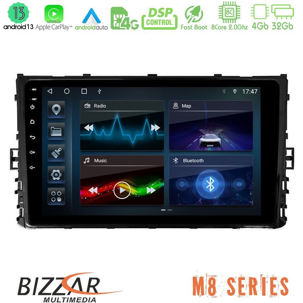Bizzar M8 Series VW MQB 2017-> 8core Android13 4+32GB Navigation Multimedia 9" - U-M8-VW0333