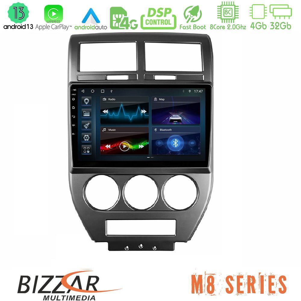 Bizzar M8 Series Jeep Compass/Patriot 2007-2008 8core Android13 4+32GB Navigation Multimedia Tablet 10" - U-M8-JP1023