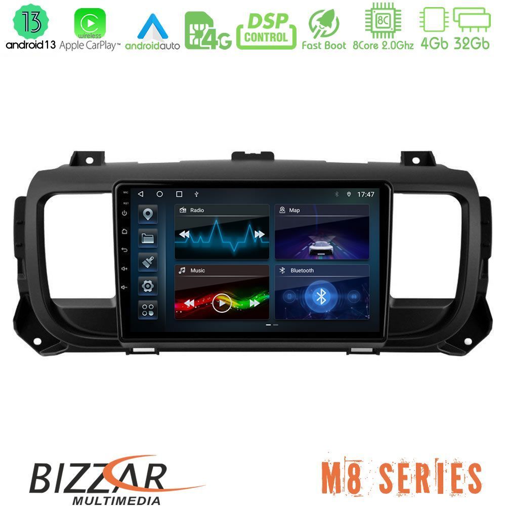 Bizzar M8 Series Citroen/Peugeot/Opel/Toyota 8core Android13 4+32GB Navigation Multimedia Tablet 9" - U-M8-PG0950