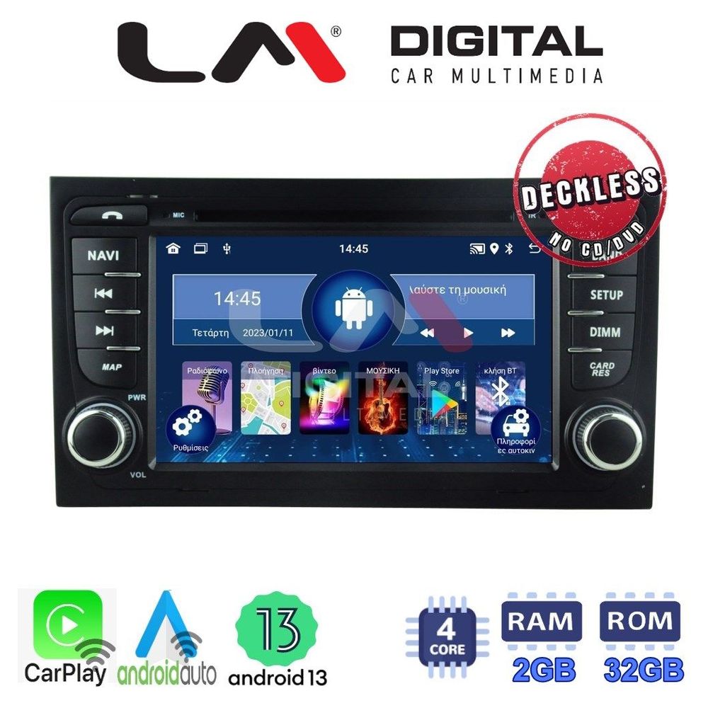 LM Digital - LM N4050 GPS Οθόνη OEM Multimedia Αυτοκινήτου για AUDI A4 8Ε 2001 > 2008  (CarPlay/AndroidAuto/BT/GPS/WIFI)