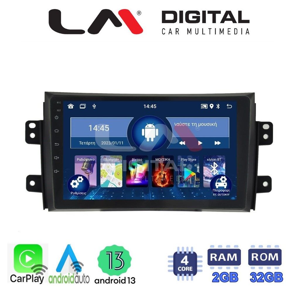 LM Digital - LM ZN4446 GPS Οθόνη OEM Multimedia Αυτοκινήτου για FIAT SEDICI & SUZUKI SX4 2005-2013 (CarPlay/AndroidAuto/BT/GPS/WIFI/GPRS)