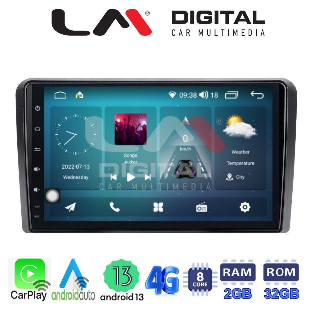 LM Digital - LM ZR8049 GPS Οθόνη OEM Multimedia Αυτοκινήτου για AUDI A3 (8P) 2003.2012 (CarPlay/AndroidAuto/BT/GPS/WIFI/GPRS)