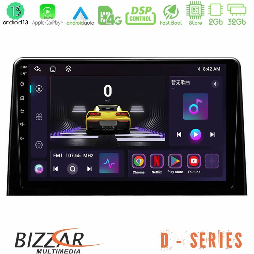 Bizzar D Series Peugeot Partner / Citroën Berlingo 2020-> 8Core Android13 2+32GB Navigation Multimedia Tablet 10" - U-D-CT1028