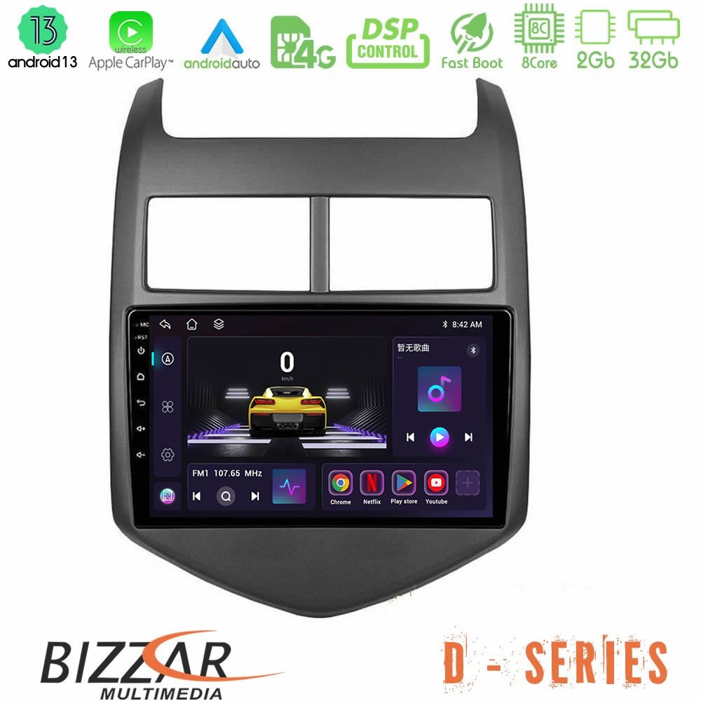 Bizzar D Series Chevrolet Aveo 2011-2017 8core Android13 2+32GB Navigation Multimedia Tablet 9" - U-D-CV0243