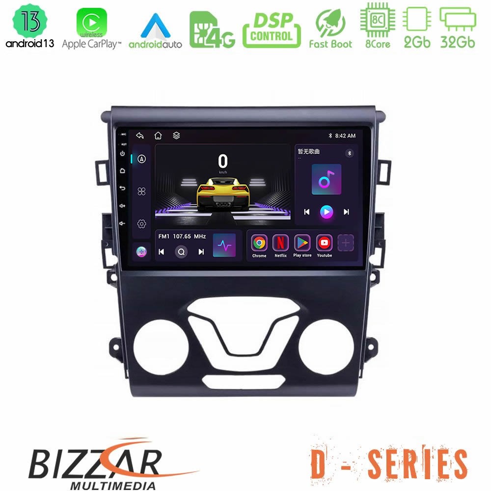 Bizzar D Series Ford Mondeo 2014-2017 8core Android13 2+32GB Navigation Multimedia Tablet 9" - U-D-FD0106