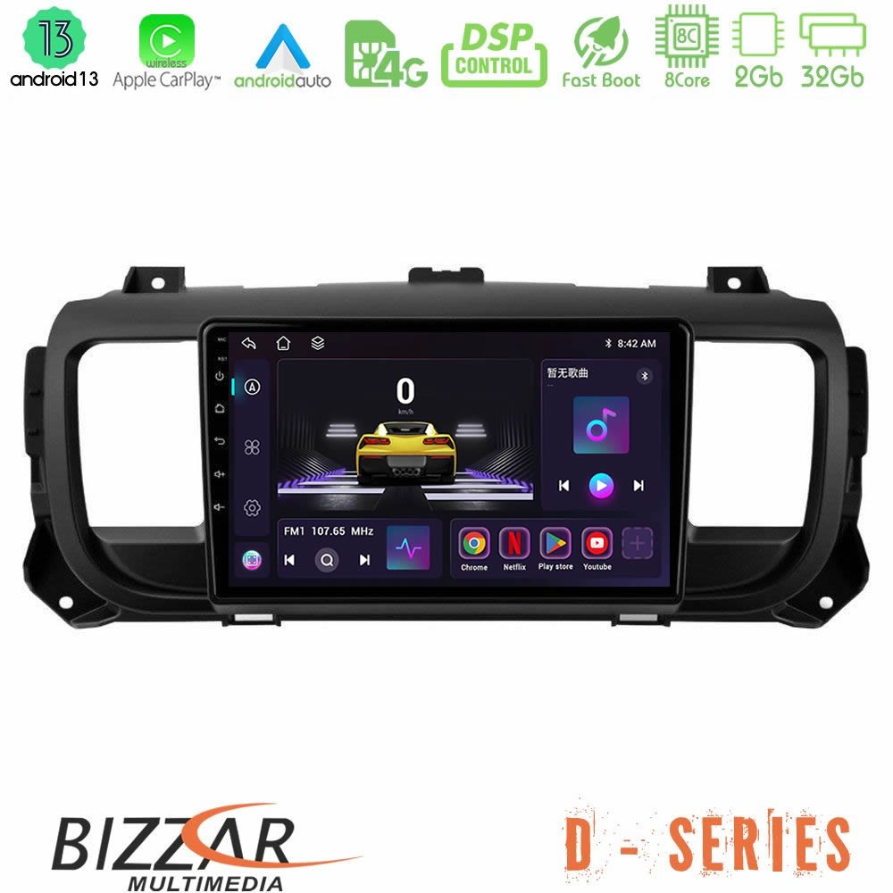 Bizzar D Series Citroen/Peugeot/Opel/Toyota 8core Android13 2+32GB Navigation Multimedia Tablet 9" - U-D-PG0950