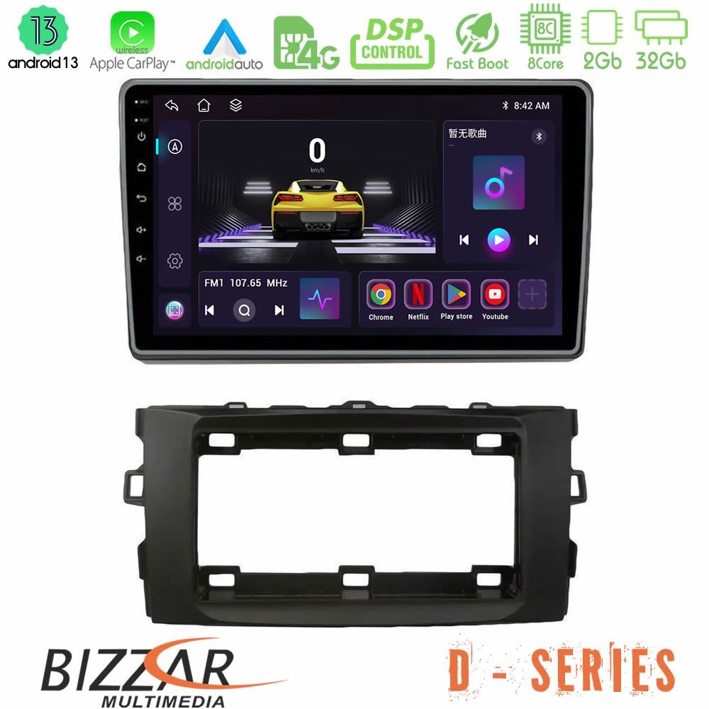 Bizzar D Series Toyota Auris 2013-2016 8core Android13 2+32GB Navigation Multimedia Tablet 10" - U-D-TY1294