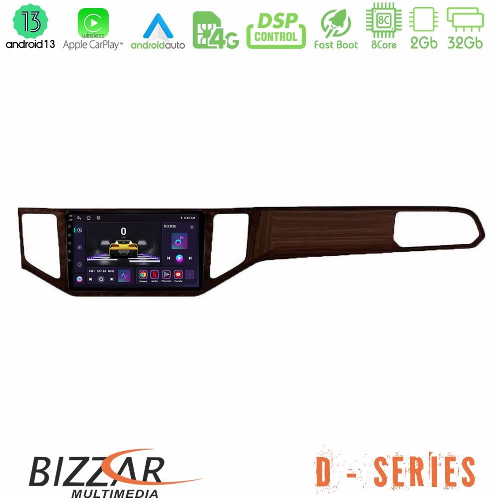 Bizzar D Series VW Sportsvan 2014-2020 8core Android13 2+32GB Navigation Multimedia Tablet 9" (Ξύλινη απόχρωση) - U-D-VW0135BR