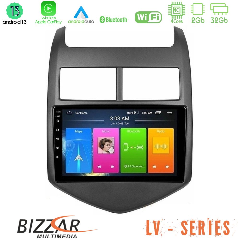 Bizzar LV Series Chevrolet Aveo 2011-2017 4Core Android 13 2+32GB Navigation Multimedia Tablet 9" - U-LV-CV0243