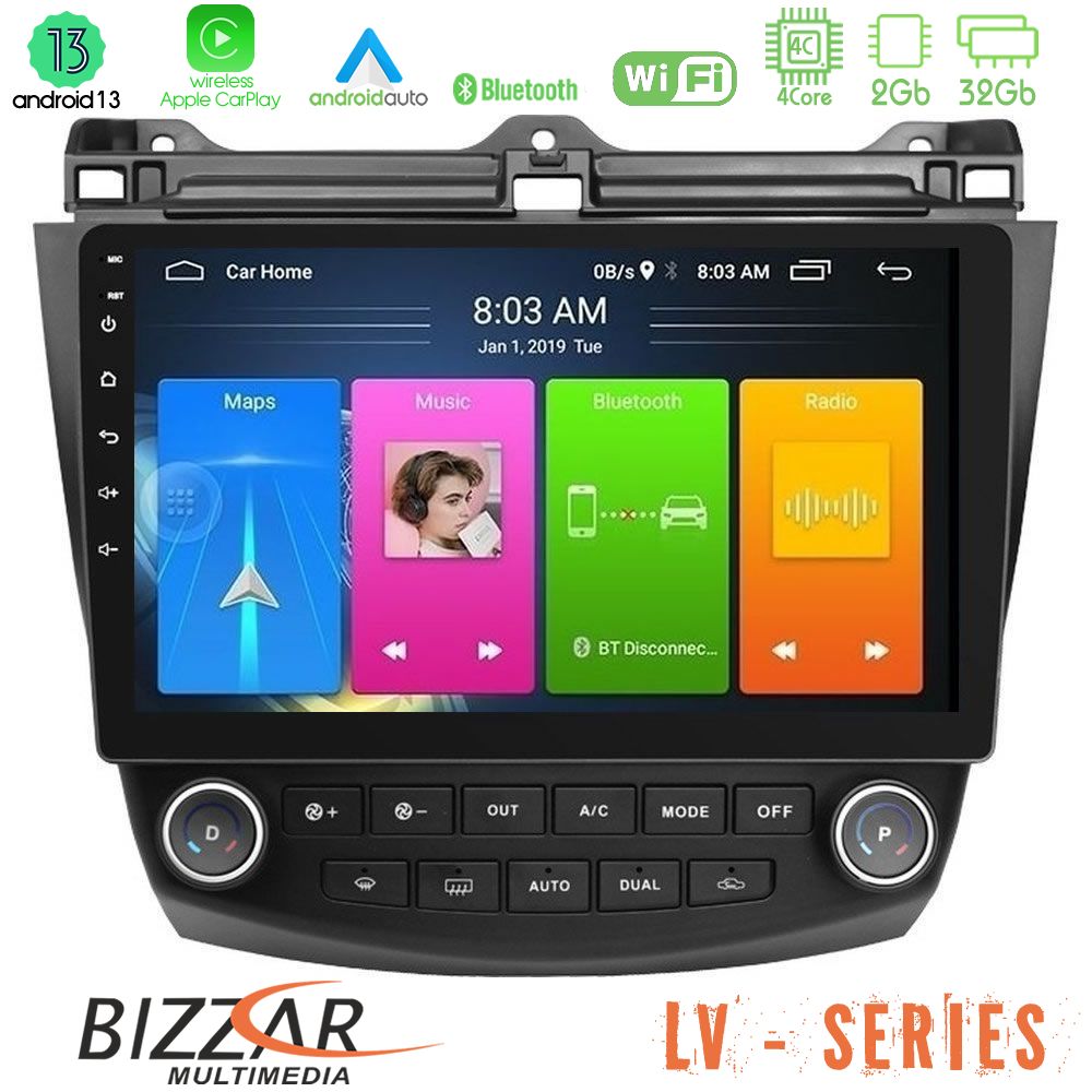 Bizzar LV Series Honda Accord 2002-2008 4Core Android 13 2+32GB Navigation Multimedia Tablet 10" - U-LV-HD0669