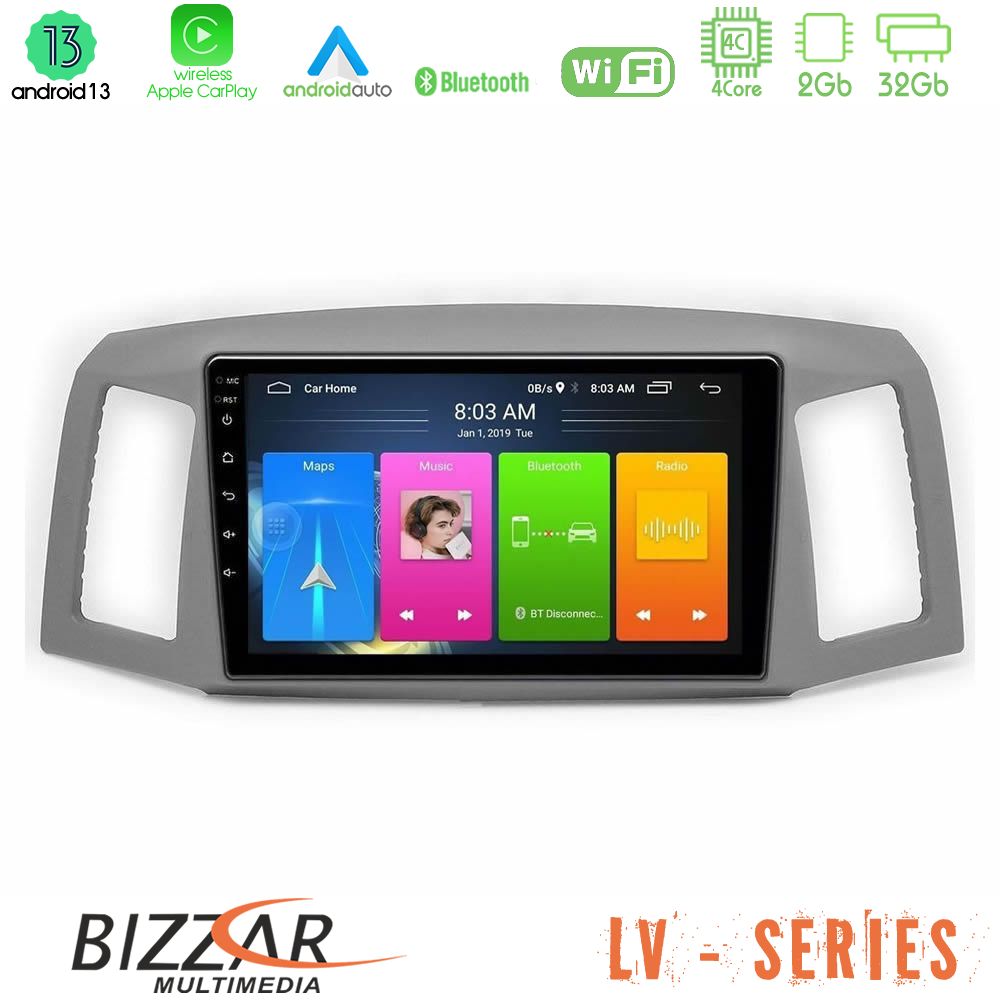 Bizzar LV Series Jeep Grand Cherokee 2005-2007 4core Android 13 2+32GB Navigation Multimedia Tablet 10" - U-LV-JP1152