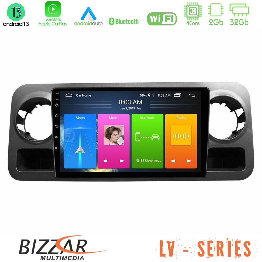 Bizzar LV Series Mercedes Sprinter W907 4Core Android 13 2+32GB Navigation Multimedia Tablet 10" - U-LV-MB1463
