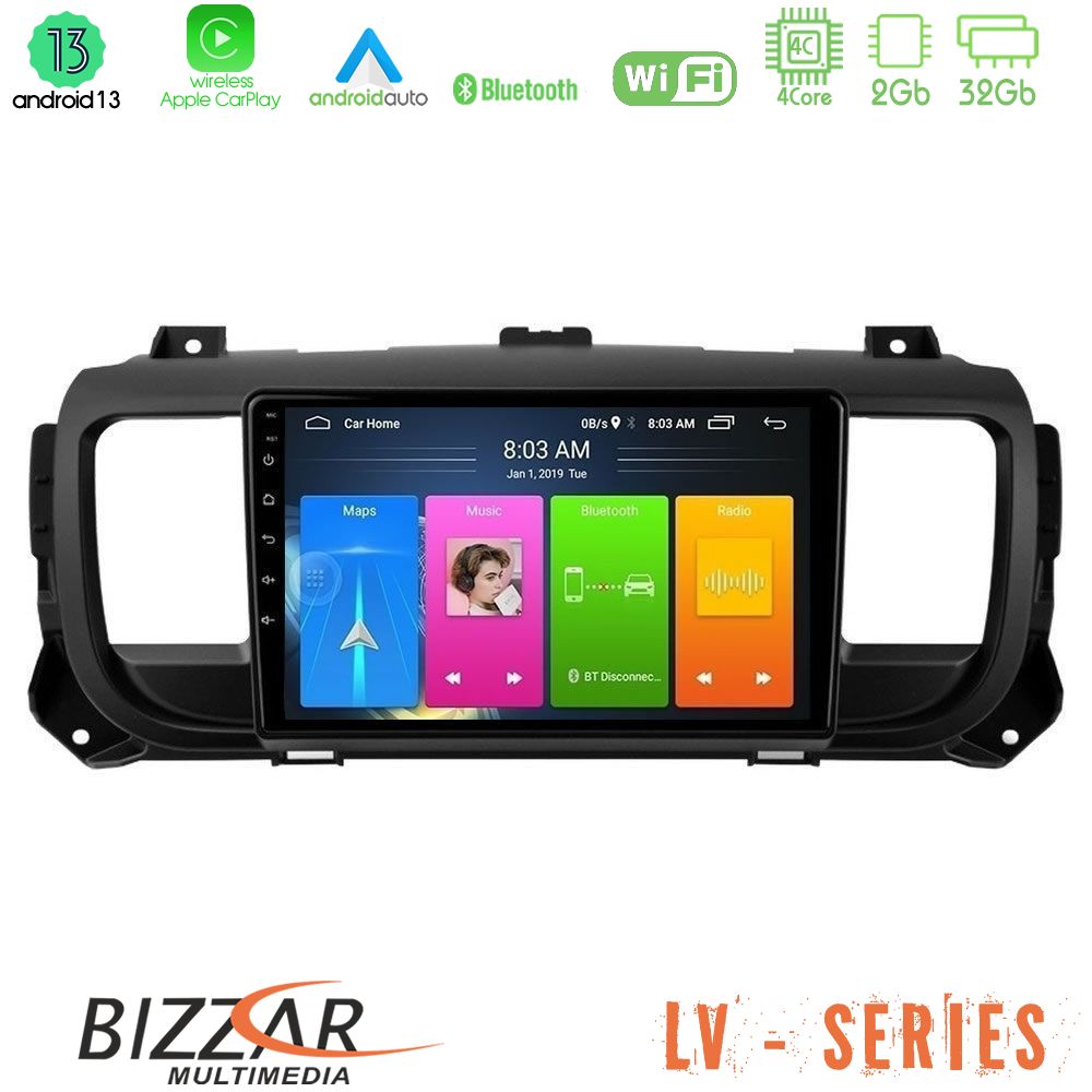 Bizzar LV Series Citroen/Peugeot/Opel/Toyota 4Core Android 13 2+32GB Navigation Multimedia Tablet 9" - U-LV-PG0950