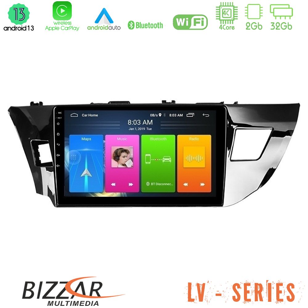 Bizzar LV Series Toyota Corolla 2014-2016 4Core Android 13 2+32GB Navigation Multimedia Tablet 10" - U-LV-TY0008