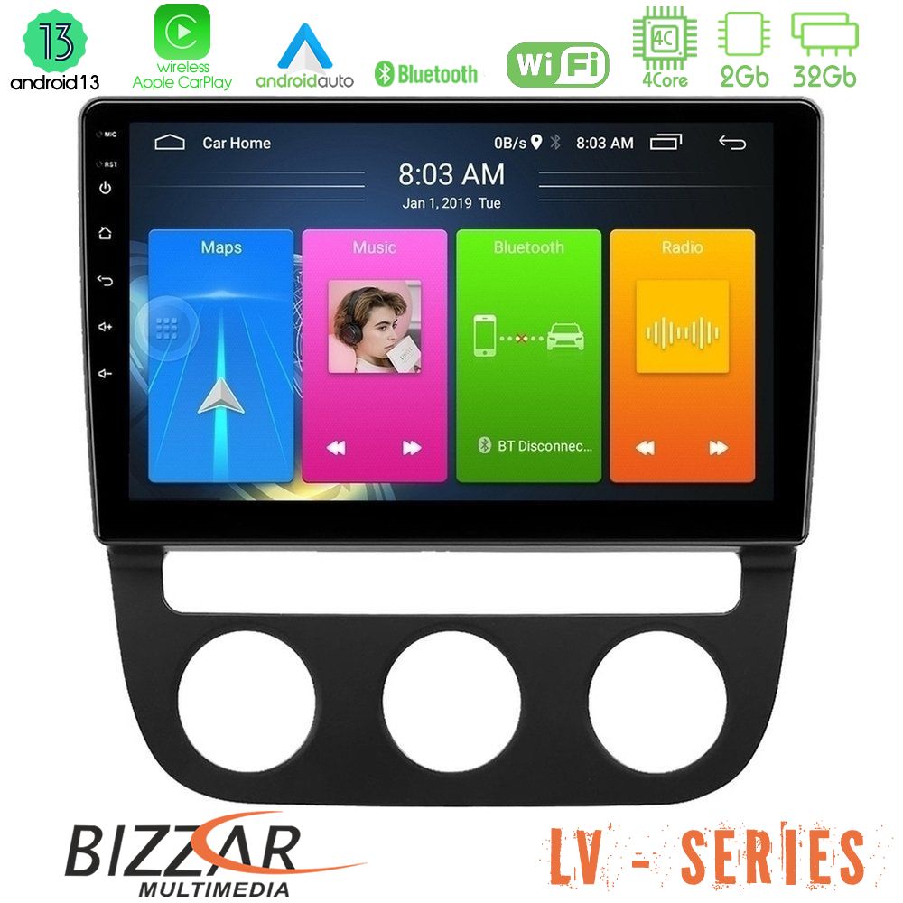 Bizzar LV Series VW Jetta 4Core Android 13 2+32GB Navigation Multimedia Tablet 10" - U-LV-VW0394