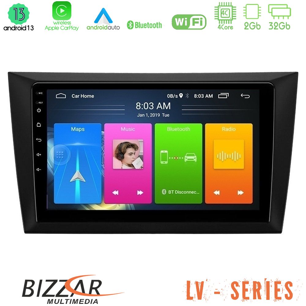 Bizzar LV Series Vw Golf 6 4Core Android 13 2+32GB Navigation Multimedia Tablet 9" - U-LV-VW0999