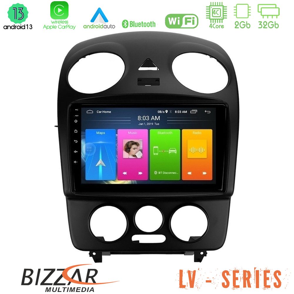 Bizzar LV Series VW Beetle 4Core Android 13 2+32GB Navigation Multimedia Tablet 9" - U-LV-VW1059