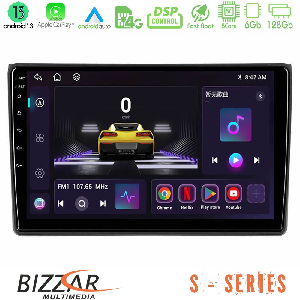 Bizzar S Series Audi A4 B7 8core Android13 6+128GB Navigation Multimedia Tablet 9" - U-S-AU0827