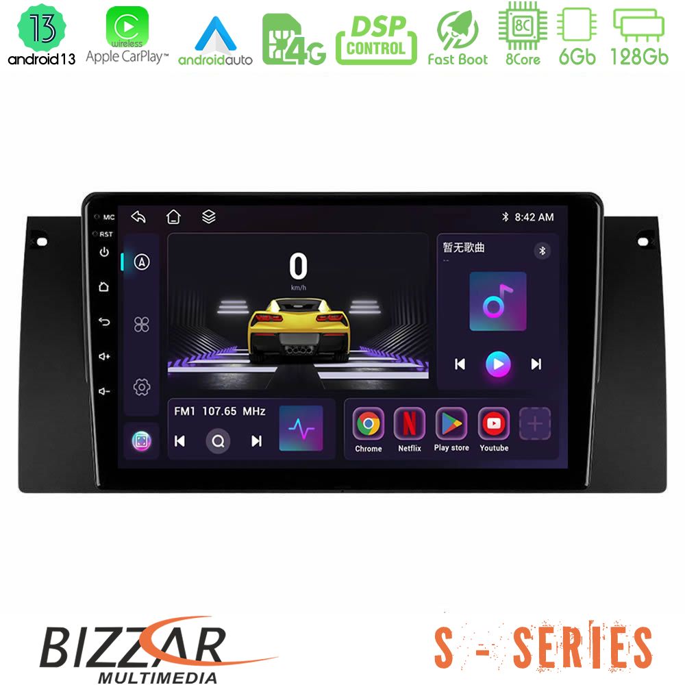 Bizzar S Series BMW 5 Series (E39) / X5 (E53) 8core Android13 6+128GB Navigation Multimedia Tablet 9" - U-S-BM0604