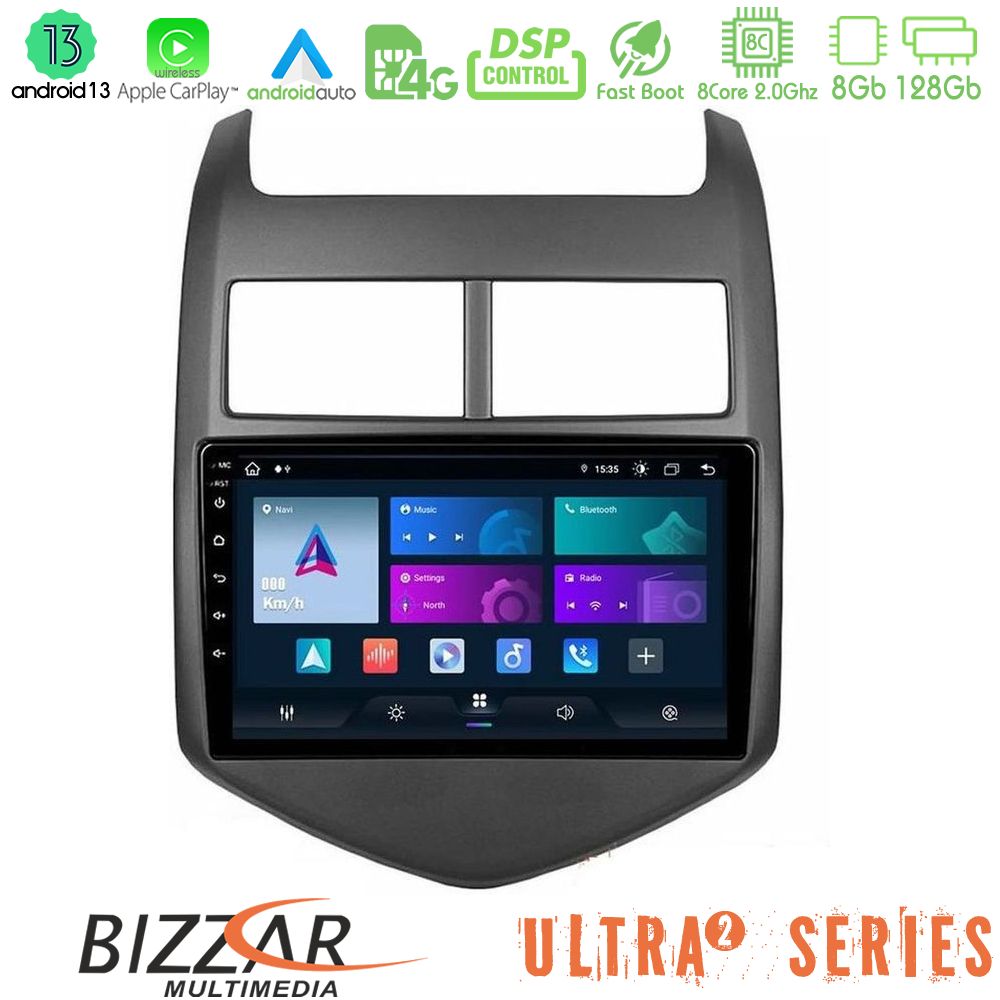 Bizzar Ultra Series Chevrolet Aveo 2011-2017 8core Android13 8+128GB Navigation Multimedia Tablet 9" - U-UL2-CV0243