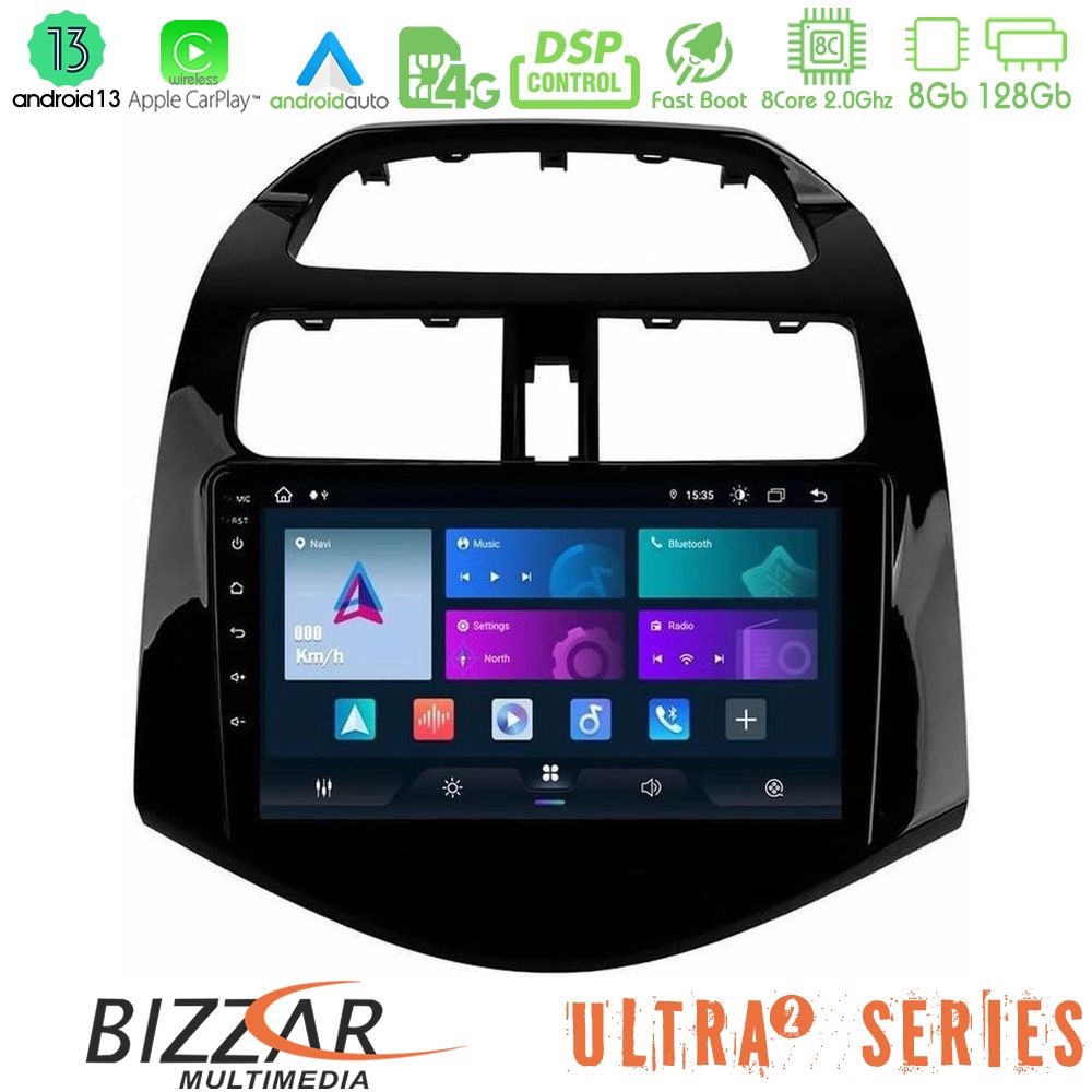 Bizzar Ultra Series Chevrolet Spark 2009-2015 8core Android13 8+128GB Navigation Multimedia Tablet 9" - U-UL2-CV0683