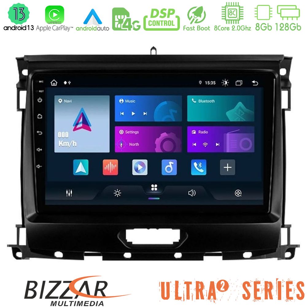 Bizzar Ultra Series Ford Ranger 2017-2022 8core Android13 8+128GB Navigation Multimedia Tablet 9" - U-UL2-FD0631