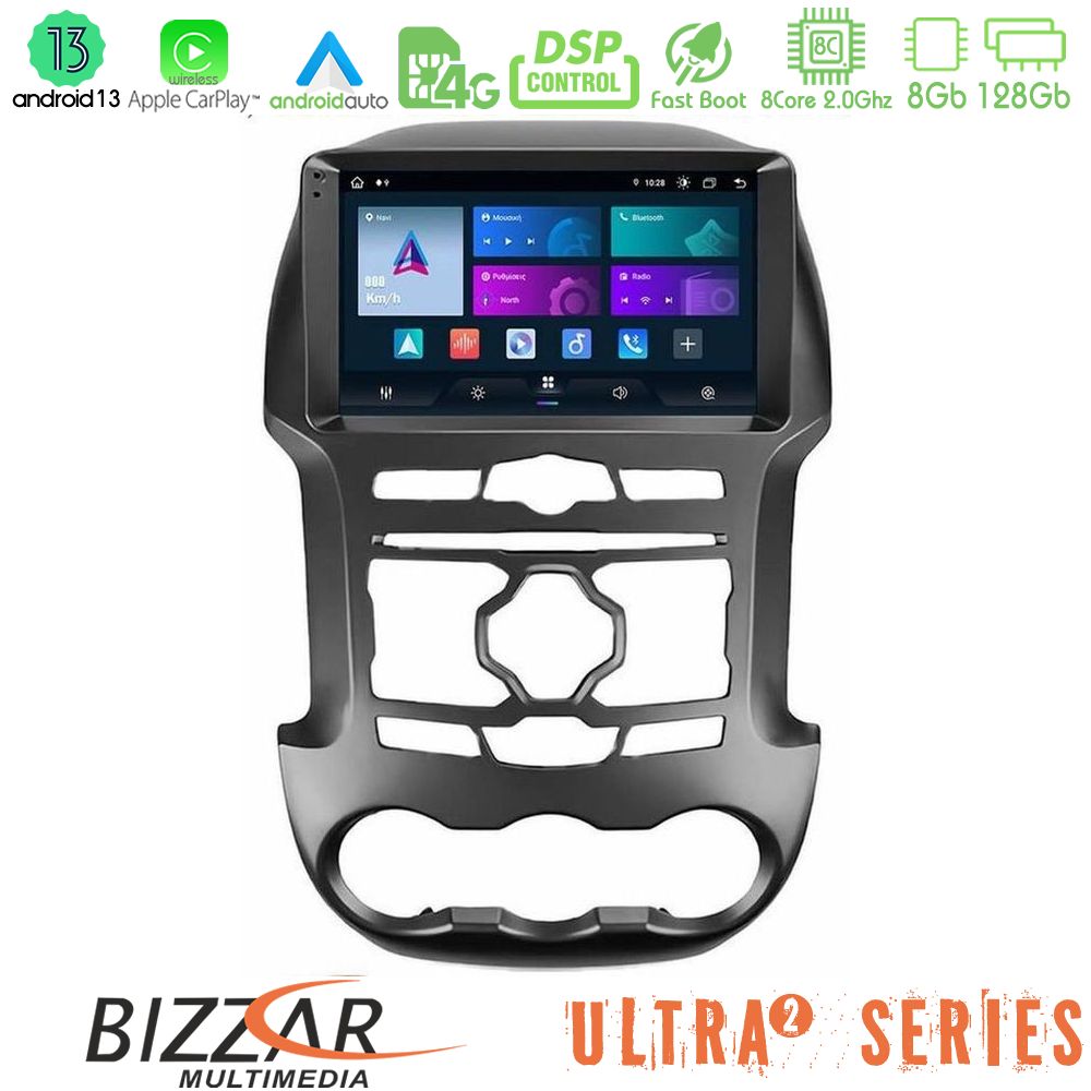 Bizzar Ultra Series Ford Ranger 2012-2016 8Core Android13 8+128GB Navigation Multimedia Tablet 9" - U-UL2-FD0902