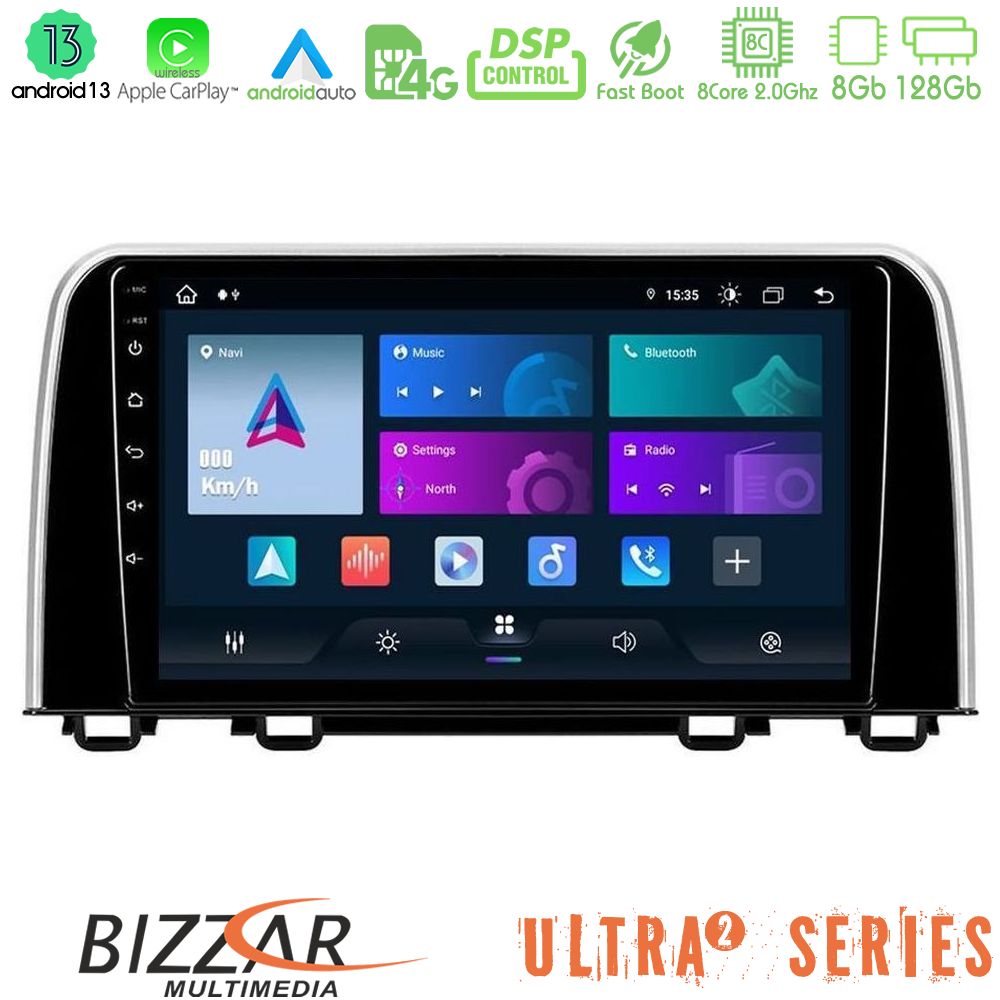 Bizzar Ultra Series Honda CR-V 2019-> 8core Android13 8+128GB Navigation Multimedia Tablet 10" - U-UL2-HD0160