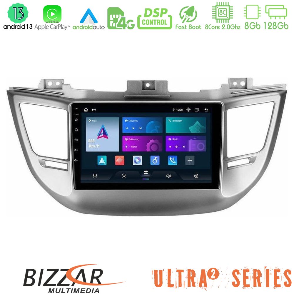 Bizzar Ultra Series Hyundai Tucson 2015-2018 8Core Android13 8+128GB Navigation Multimedia Tablet 9" - U-UL2-HY0068