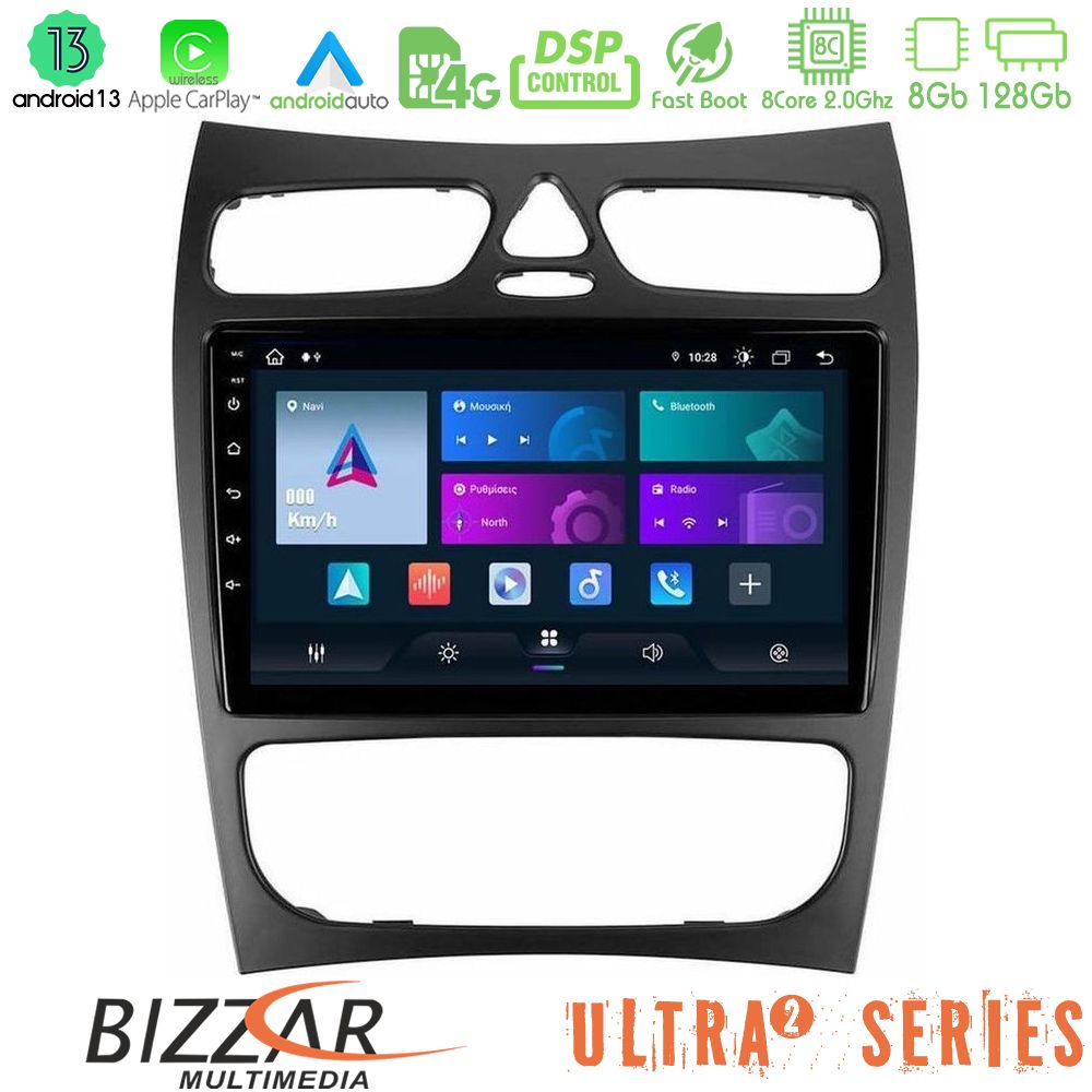 Bizzar Ultra Series Mercedes CLK Class W209 2000-2004 8core Android13 8+128GB Navigation Multimedia Tablet 9" - U-UL2-MB1452