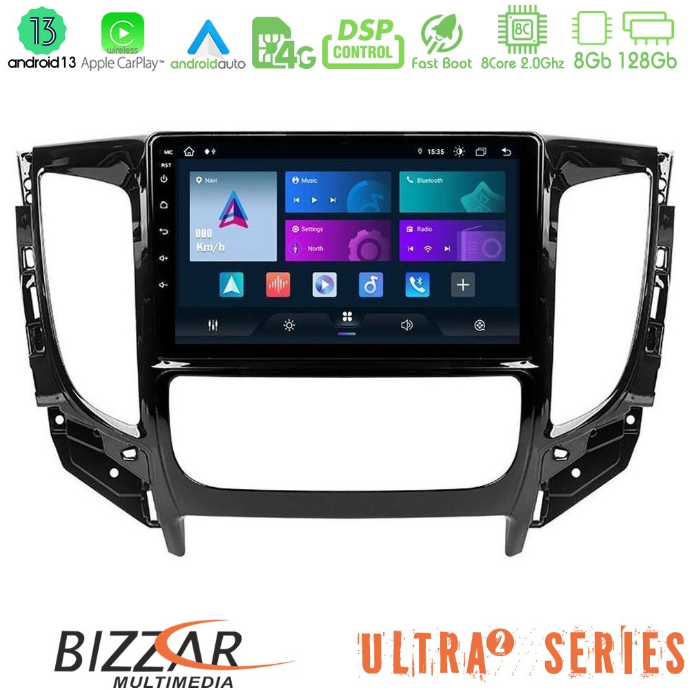 Bizzar Ultra Series Mitsubishi L200 2016-> & Fiat Fullback (Auto A/C) 8core Android13 8+128GB Navigation Multimedia Tablet 9" - U-UL2-MT0719