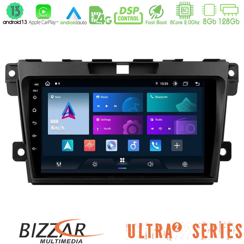 Bizzar Ultra Series Mazda CX-7 2007-2011 8core Android13 8+128GB Navigation Multimedia Tablet 9" - U-UL2-MZ968