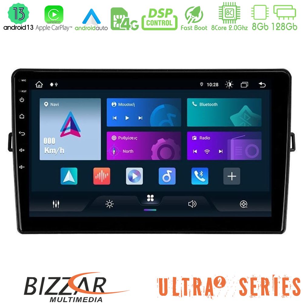 Bizzar Ultra Series Toyota Auris 8core Android13 8+128GB Navigation Multimedia Tablet 10" - U-UL2-TY472