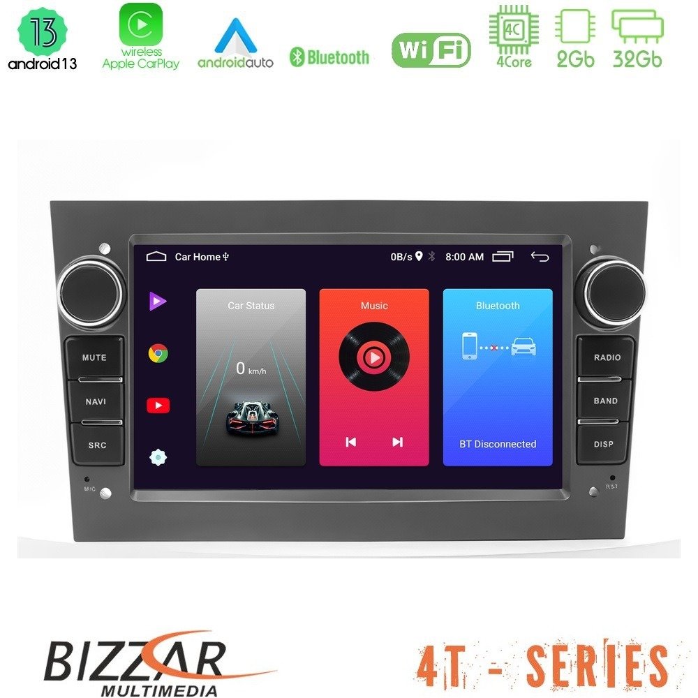 Bizzar OEM Opel Astra/Corsa/Antara/Zafira 4core Android13 2+32GB Navigation Multimedia Deckless 7" με Carplay/AndroidAuto (γκρι) - U-4T-OP12GR
