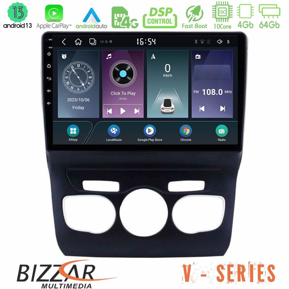 Bizzar V Series Citroen C4L 10core Android13 4+64GB Navigation Multimedia Tablet 10" - U-V-CT0131
