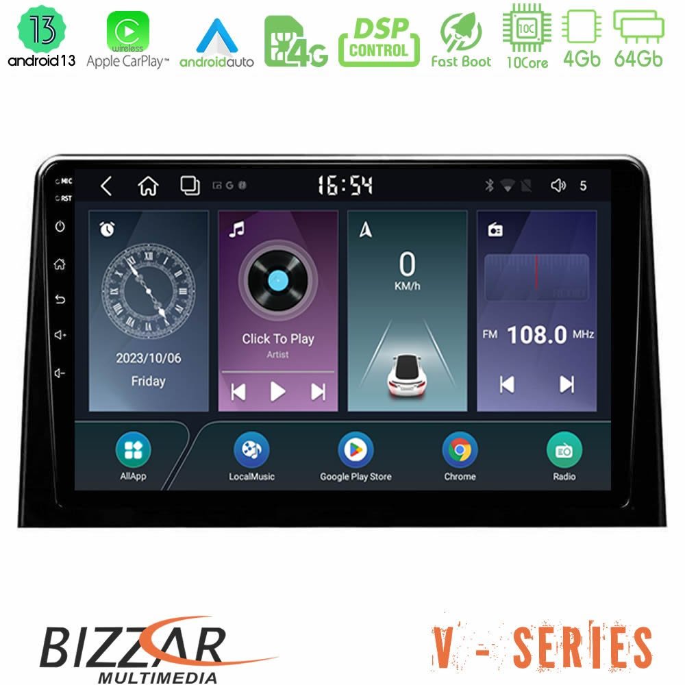 Bizzar V Series Peugeot Partner / Citroën Berlingo 2020-> 10core Android13 4+64GB Navigation Multimedia Tablet 10" - U-V-CT1028