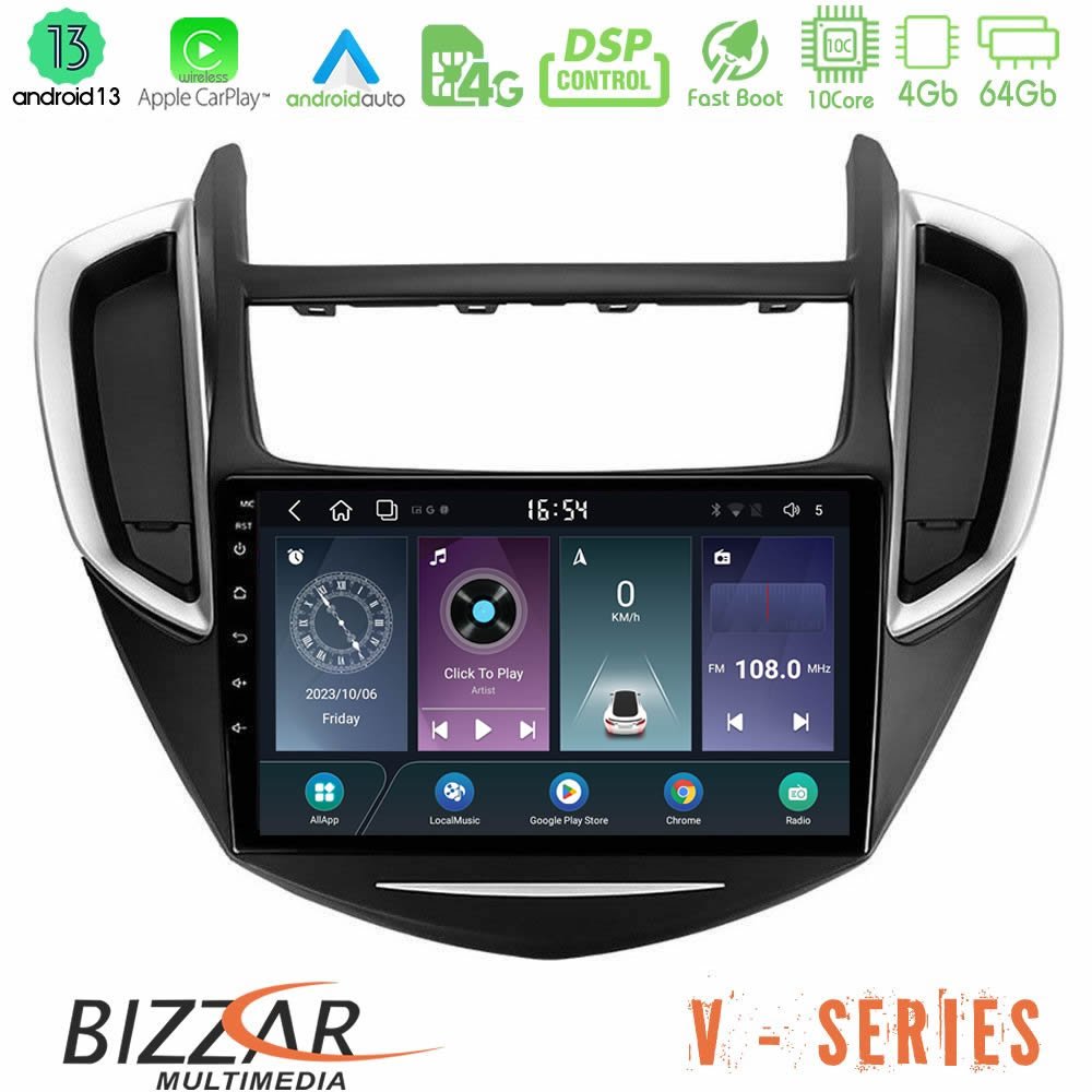 Bizzar V Series Chevrolet Trax 2013-2020 10core Android13 4+64GB Navigation Multimedia Tablet 9" - U-V-CV0053