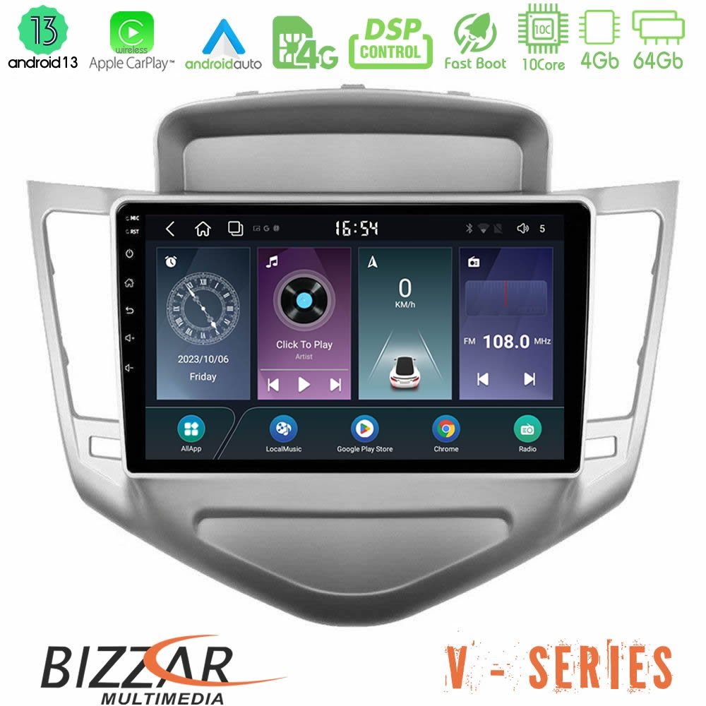 Bizzar V Series Chevrolet Cruze 2009-2012 10core Android13 4+64GB Navigation Multimedia Tablet 9" - U-V-CV036N