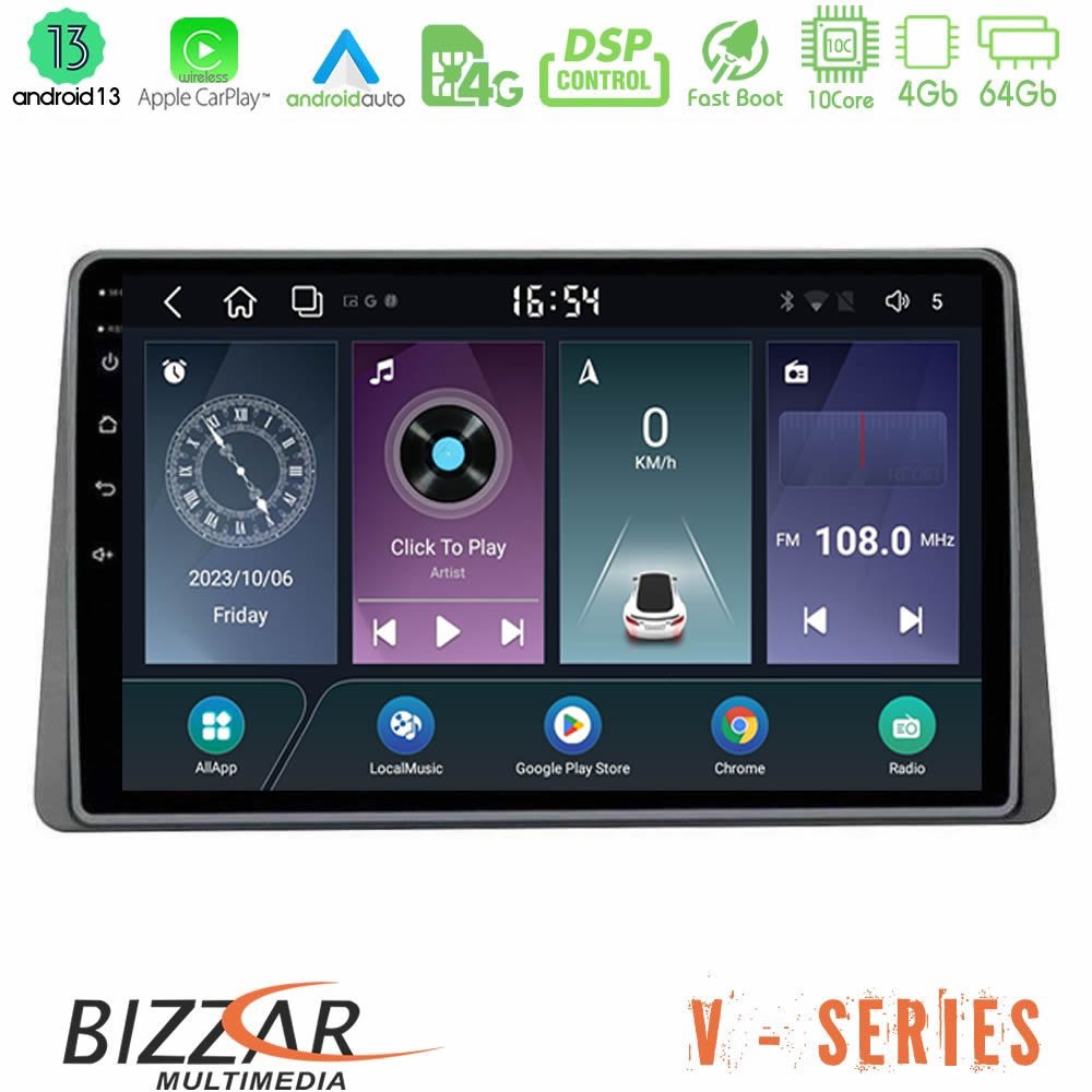 Bizzar V Series Dacia Duster 2019-> 10core Android13 4+64GB Navigation Multimedia Tablet 9" - U-V-DC0628
