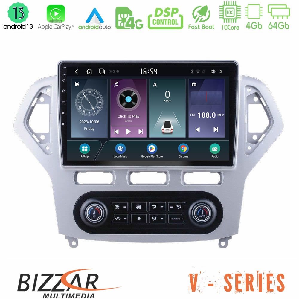 Bizzar V Series Ford Mondeo 2007-2011 (Auto A/C) 10core Android13 4+64GB Navigation Multimedia Tablet 9" - U-V-FD0919AC