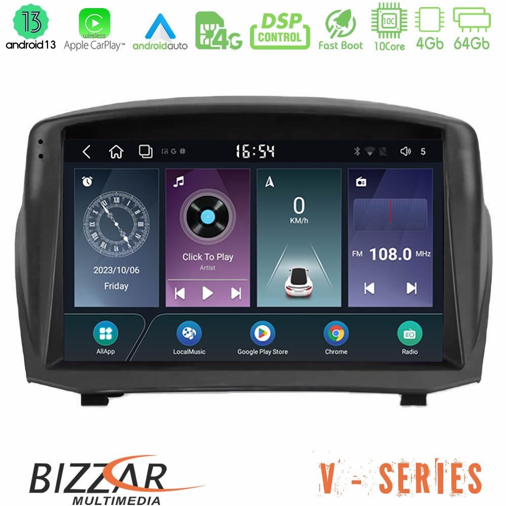 Bizzar V Series Ford Fiesta 2008-2016 10core Android13 4+64GB Navigation Multimedia Tablet 9" (Oem Style) - U-V-FD1451
