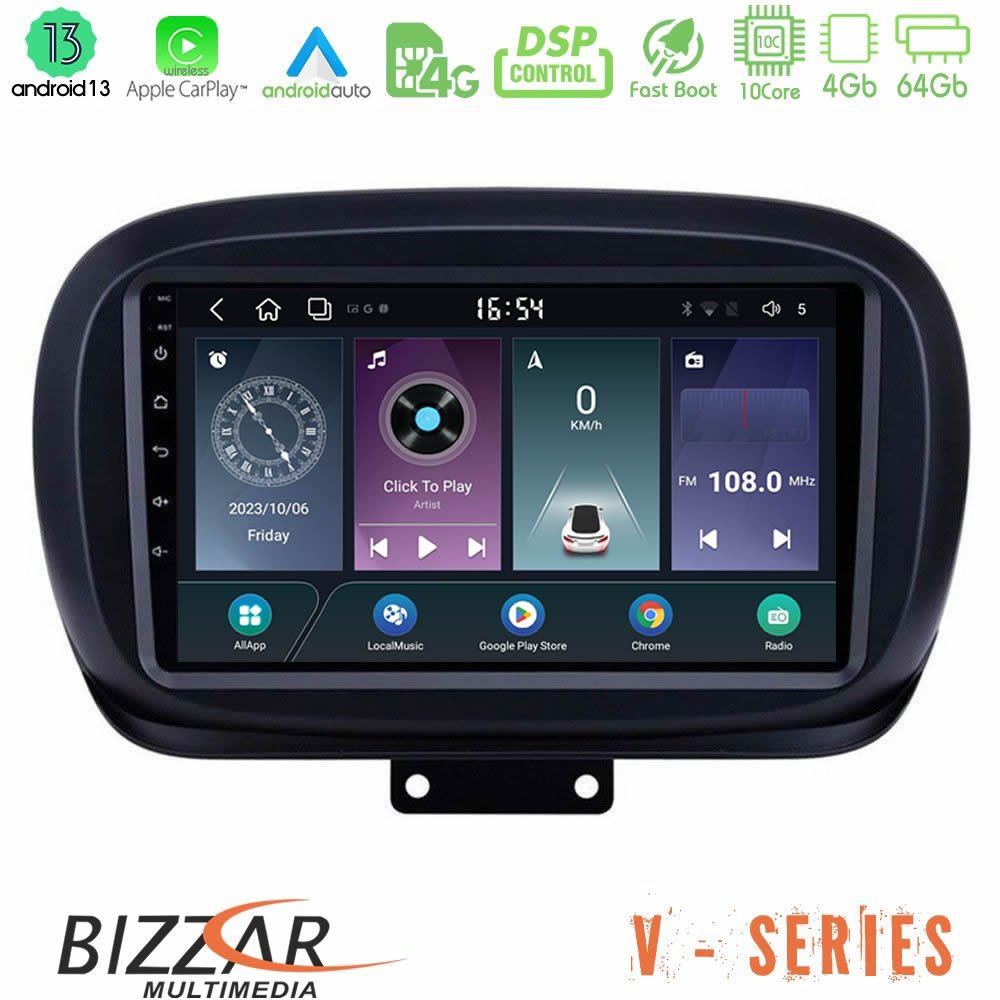 Bizzar V Series Fiat 500X 10core Android13 4+64GB Navigation Multimedia Tablet 9" - U-V-FT230