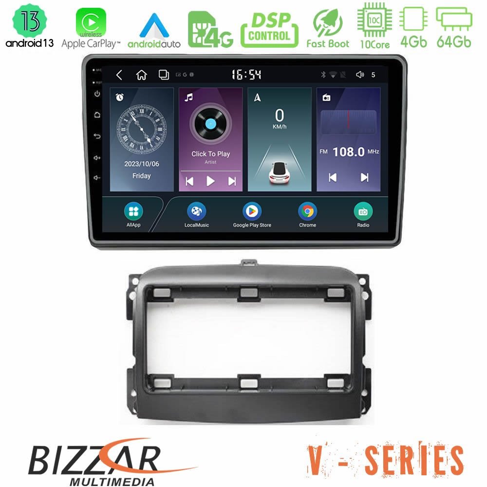 Bizzar V Series Fiat 500L 10core Android13 4+64GB Navigation Multimedia Tablet 10" - U-V-FT410